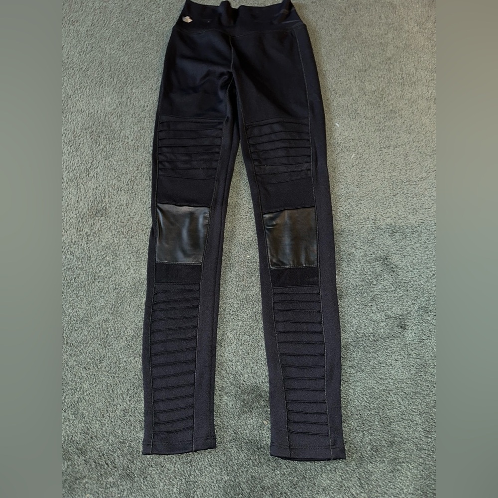 Philipp Plein Black Jeggings with Leather Accents